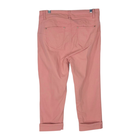 APII Sculpt Lift Cropped Pants Rose Pink Rolled Cuff Zip Fly 16 [30x21] NWT - Picture 2 of 7